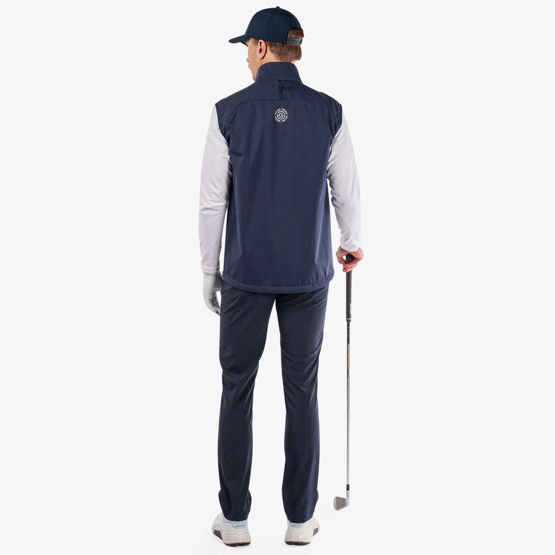 Lathan is a Windproof and water repellent golf vest for Men in the color Navy/White(9)