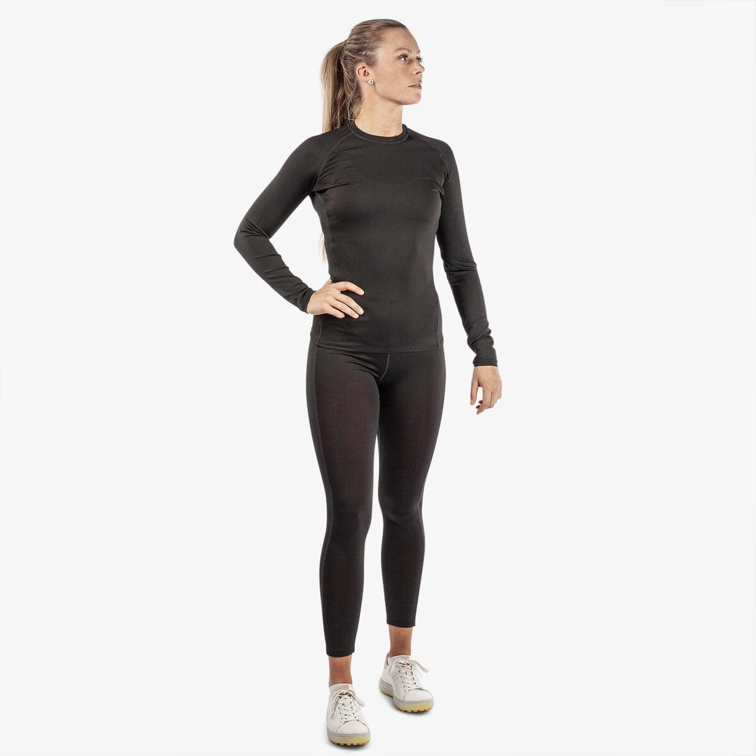 Ebba is a Thermal base layer golf leggings for Women in the color Black/Red(2)