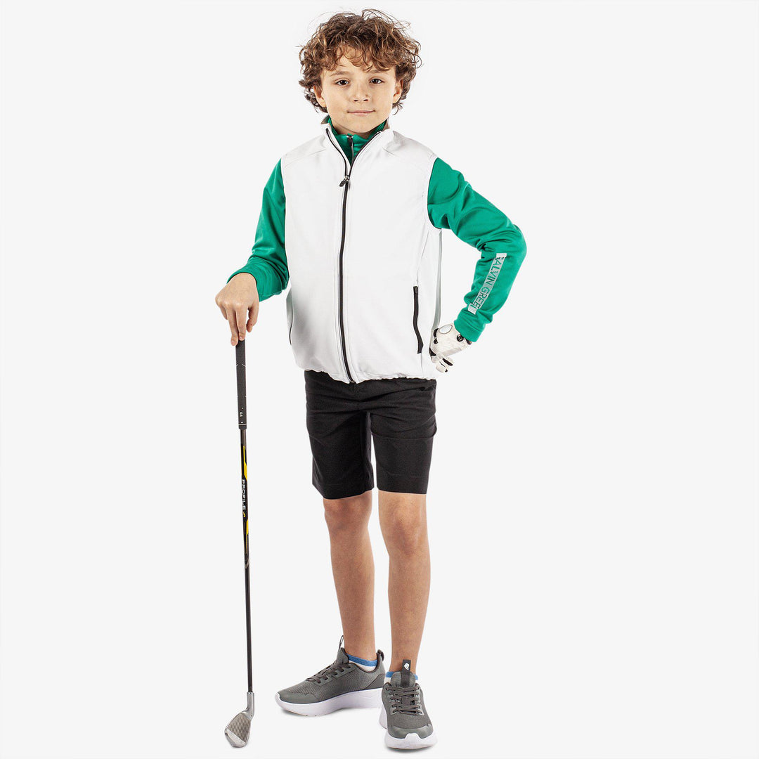 Rio is a Windproof and water repellent golf vest for Juniors in the color White(2)