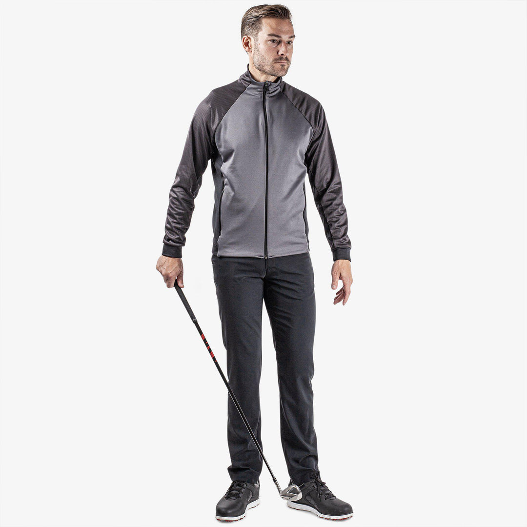 Donald is a Insulating golf mid layer for Men in the color Forged Iron/Black (2)