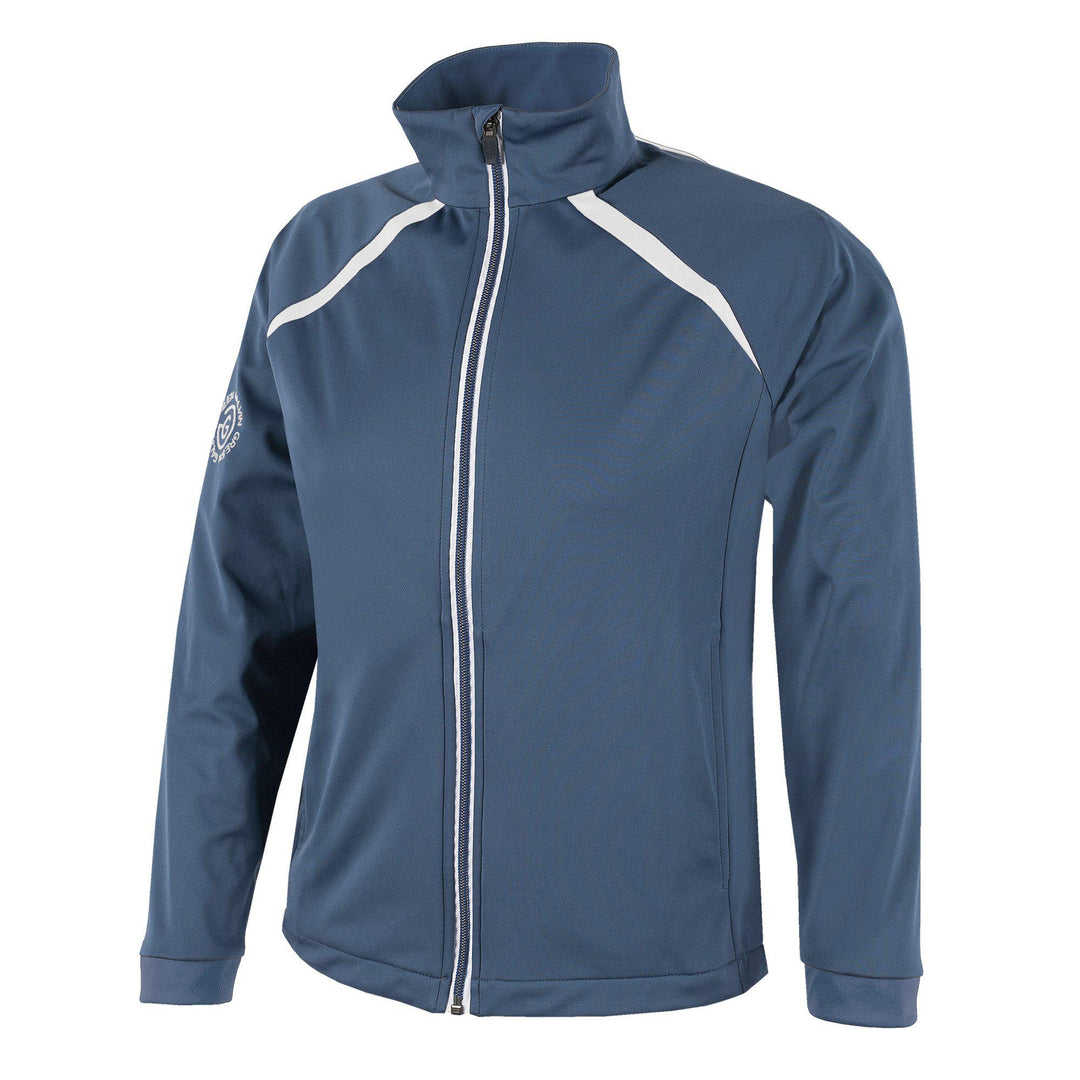 Reine is a Windproof and water repellent golf jacket for Juniors in the color Blue Bell(0)