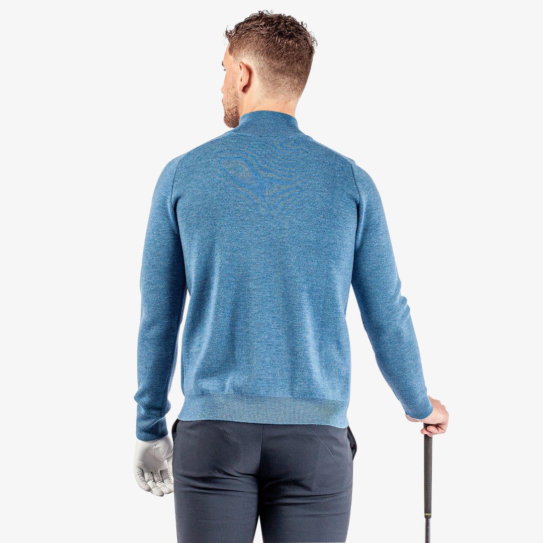 Chester is a Merino golf sweater for Men in the color Blue Melange (5)