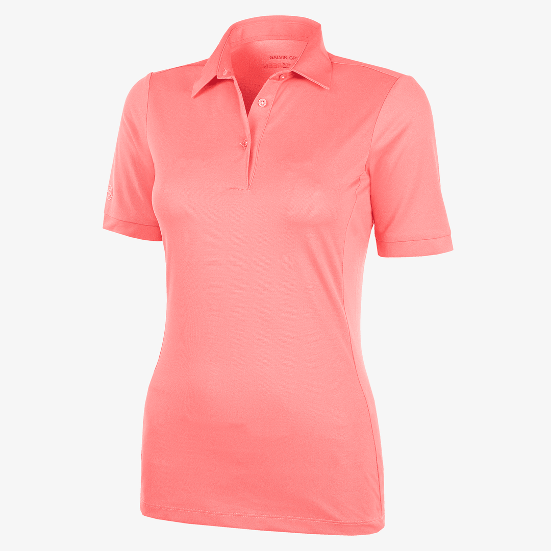 Melody is a Breathable short sleeve golf shirt for Women in the color Coral(0)