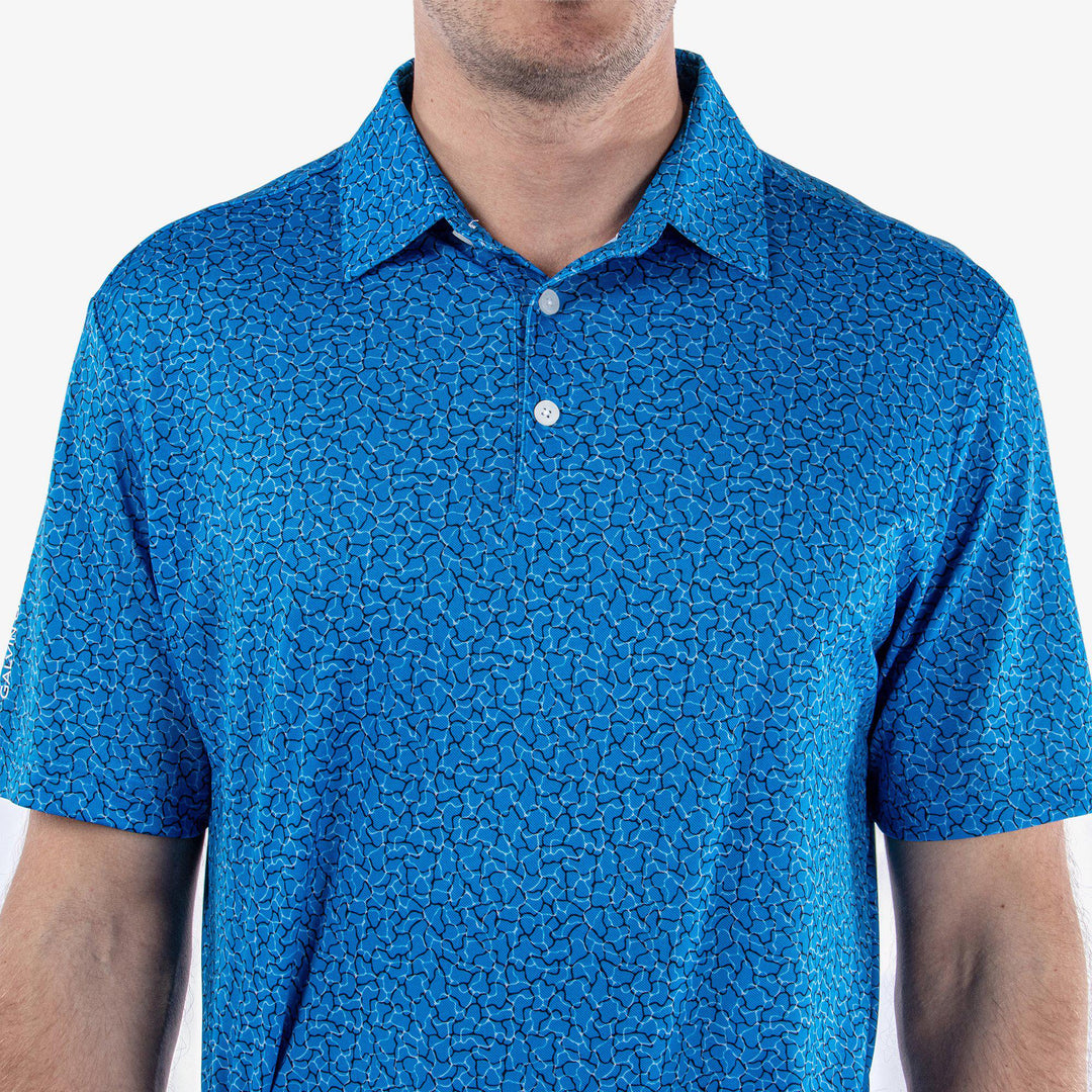 Mani is a Breathable short sleeve golf shirt for Men in the color Blue(4)