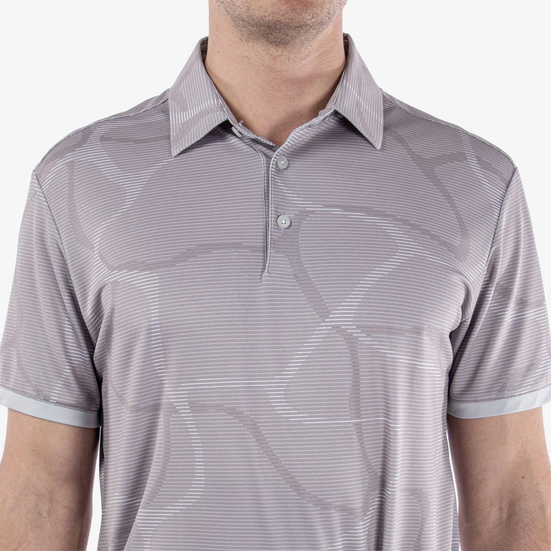 Markos is a Breathable short sleeve golf shirt for Men in the color Cool Grey/White(4)