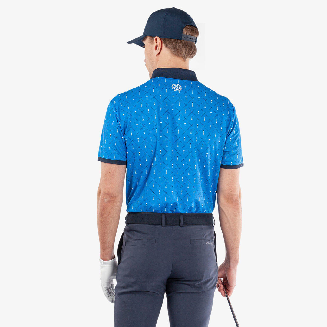 Manolo is a Breathable short sleeve golf shirt for Men in the color Blue/White/Navy(5)