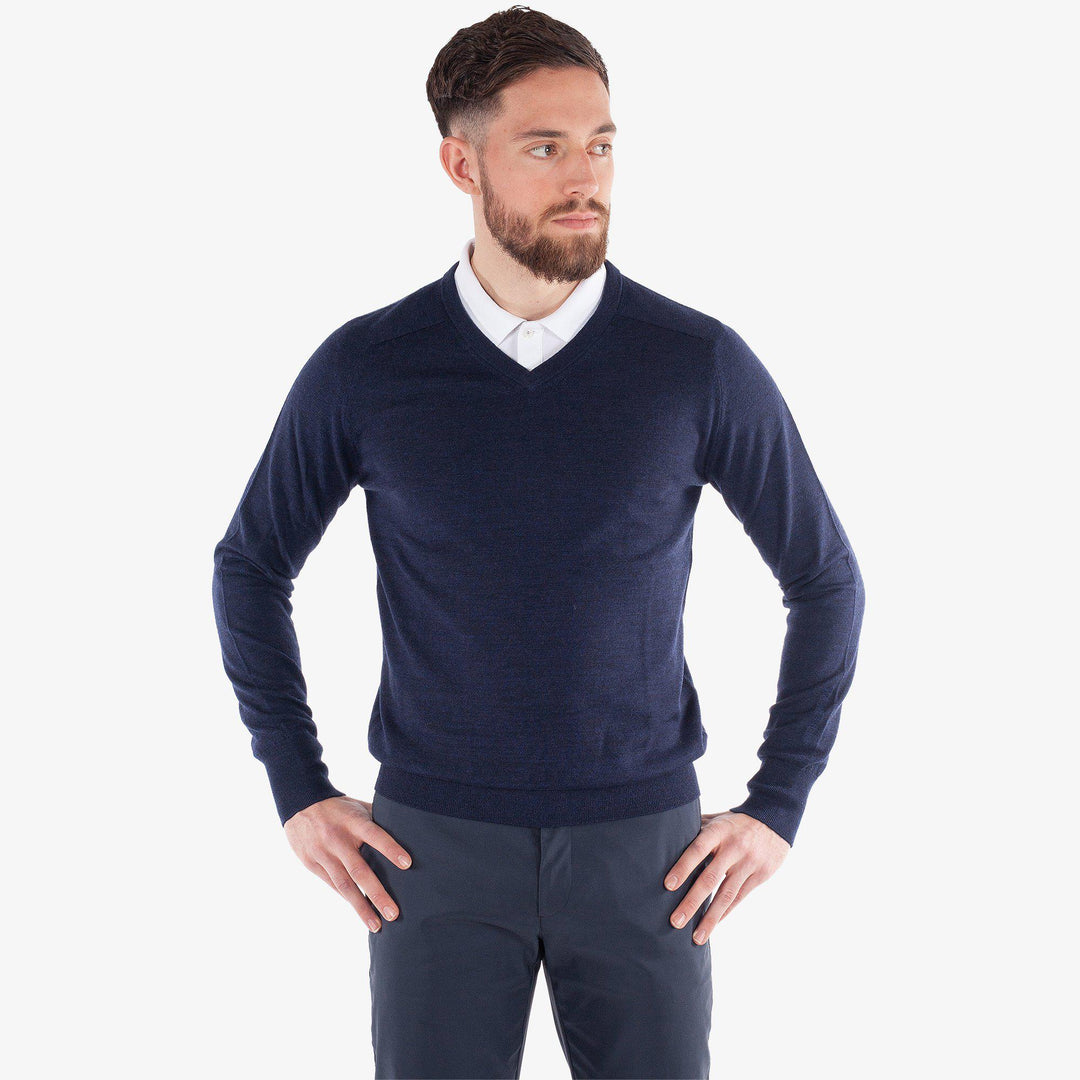 Carl is a Merino golf sweater for Men in the color Navy melange(1)