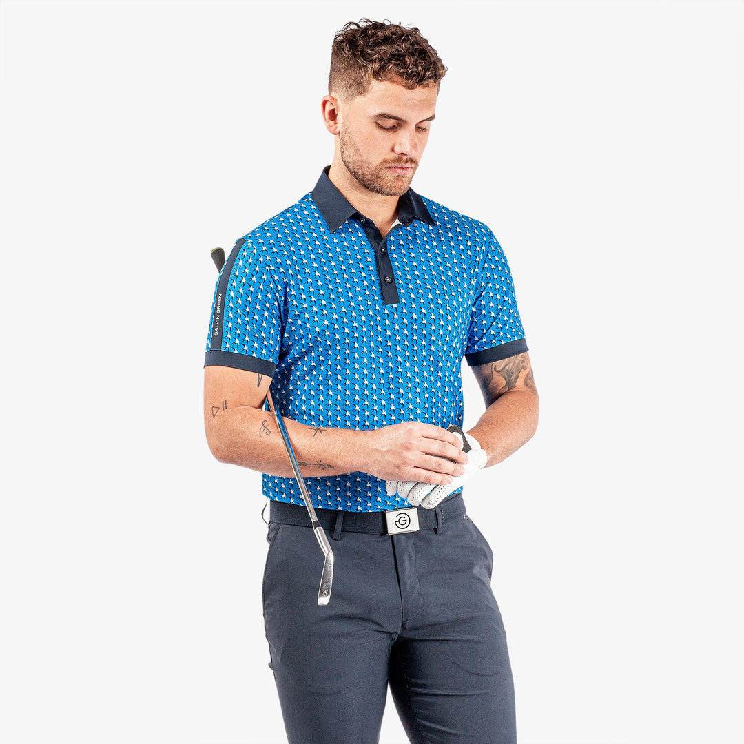 Malcolm is a Breathable short sleeve golf shirt for Men in the color Blue/Navy/Cool grey(1)