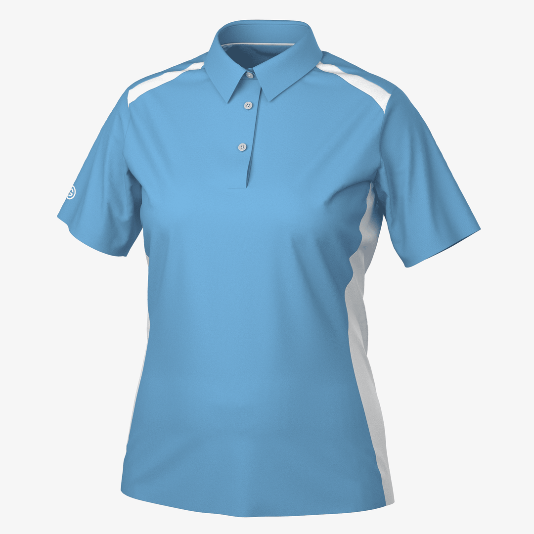 Mirelle is a Breathable short sleeve golf shirt for Women in the color Alaskan Blue/White(0)
