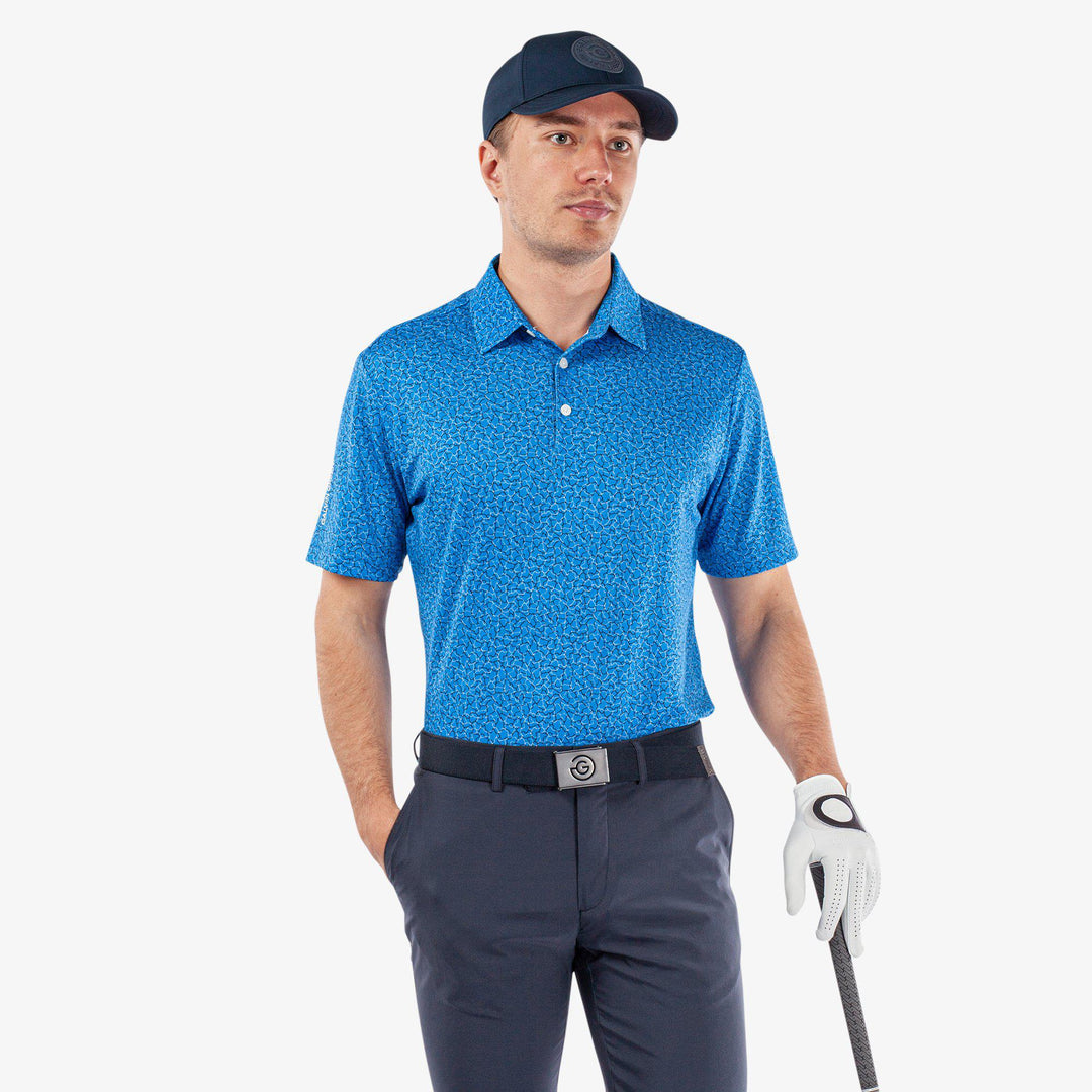 Mani is a Breathable short sleeve golf shirt for Men in the color Blue(1)
