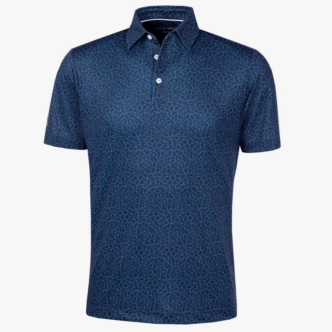 Mani is a Breathable short sleeve golf shirt for Men in the color Navy(0)