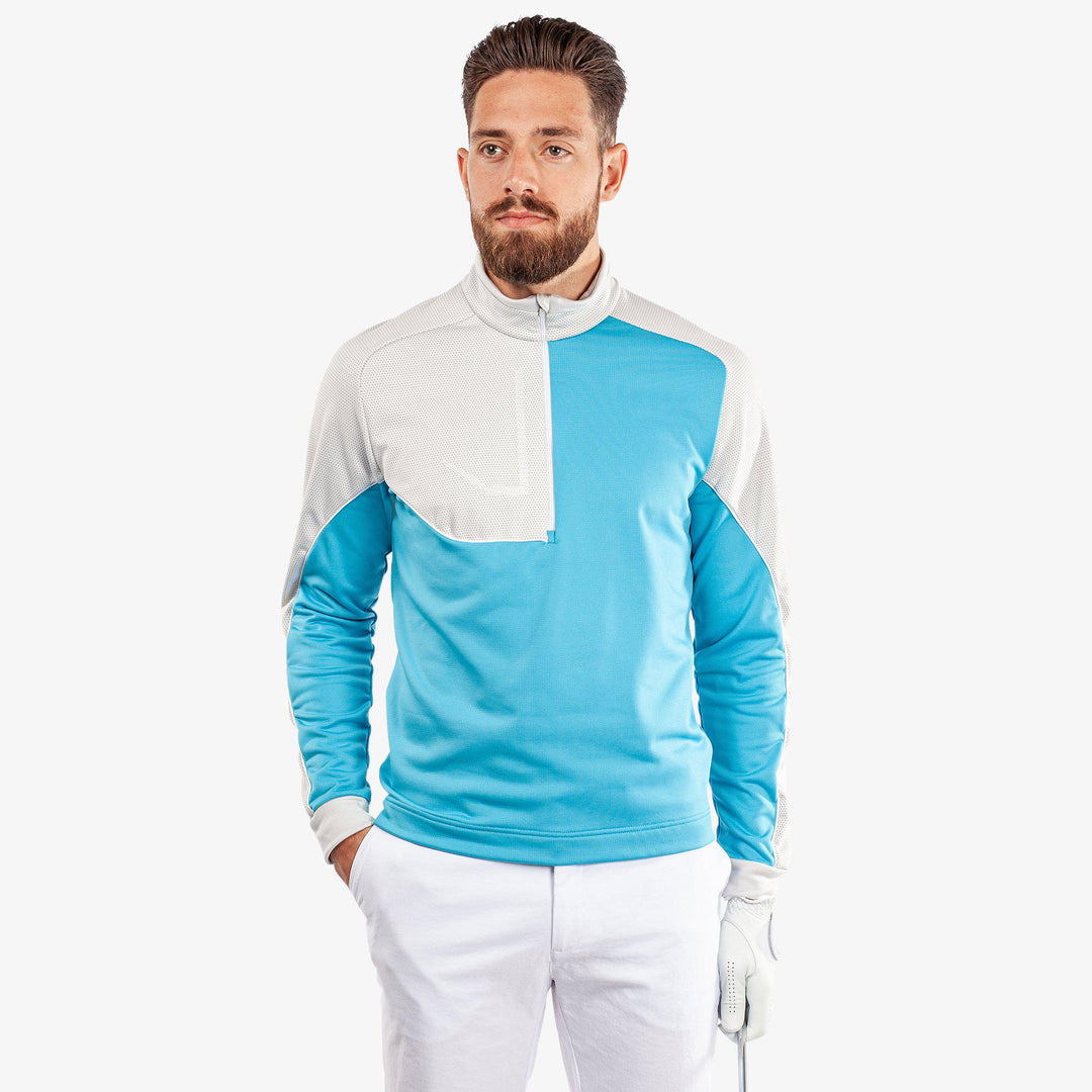 Daxton is a Insulating golf mid layer for Men in the color Aqua/Cool Grey/White(1)