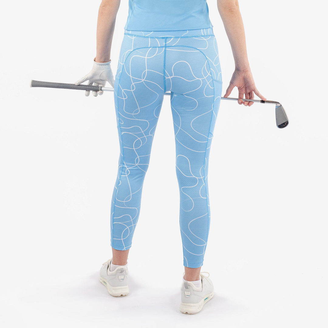 Nicoline is a Breathable and stretchy golf leggings for Women in the color Alaskan Blue/White(4)