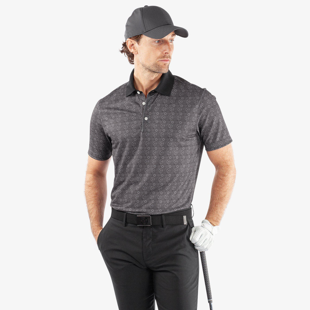 Miracle is a Breathable short sleeve golf shirt for Men in the color Sharkskin/Black(1)
