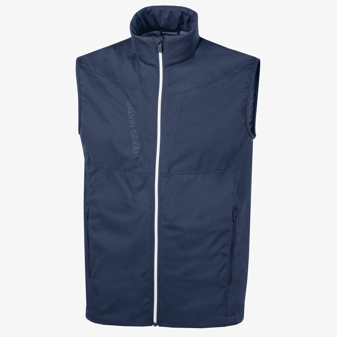 Lathan is a Windproof and water repellent golf vest for Men in the color Navy/White(0)