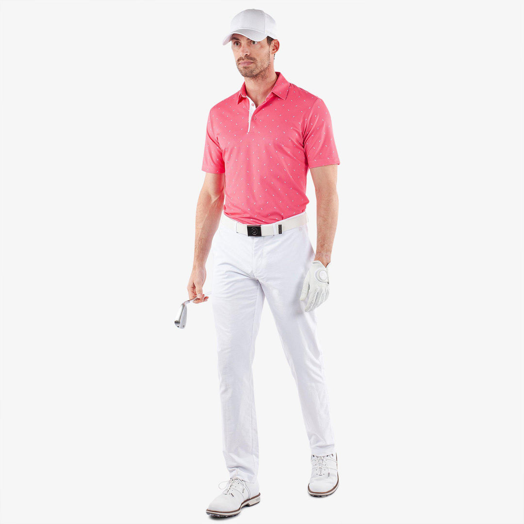 Miklos is a Breathable short sleeve golf shirt for Men in the color Camelia Rose(2)