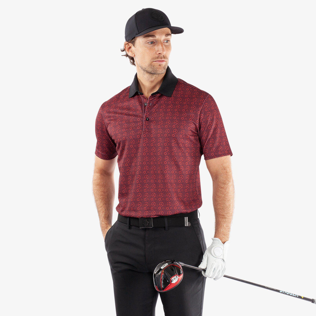 Miracle is a Breathable short sleeve golf shirt for Men in the color Red/Black(1)
