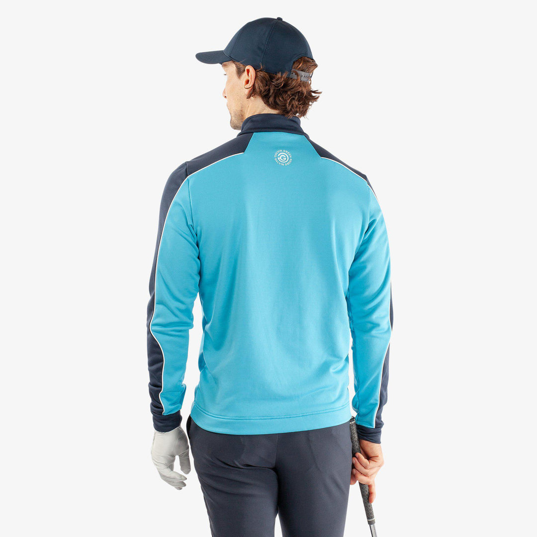 Dave is a Insulating golf mid layer for Men in the color Aqua/Navy(5)