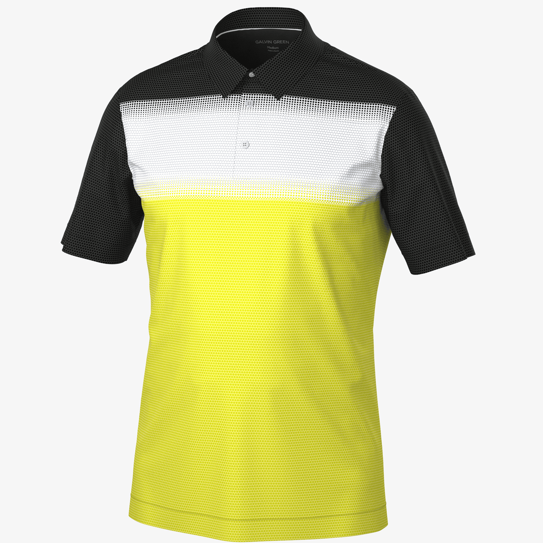 Mo is a Breathable short sleeve shirt for  in the color Sunny Lime/White/Bla(0)