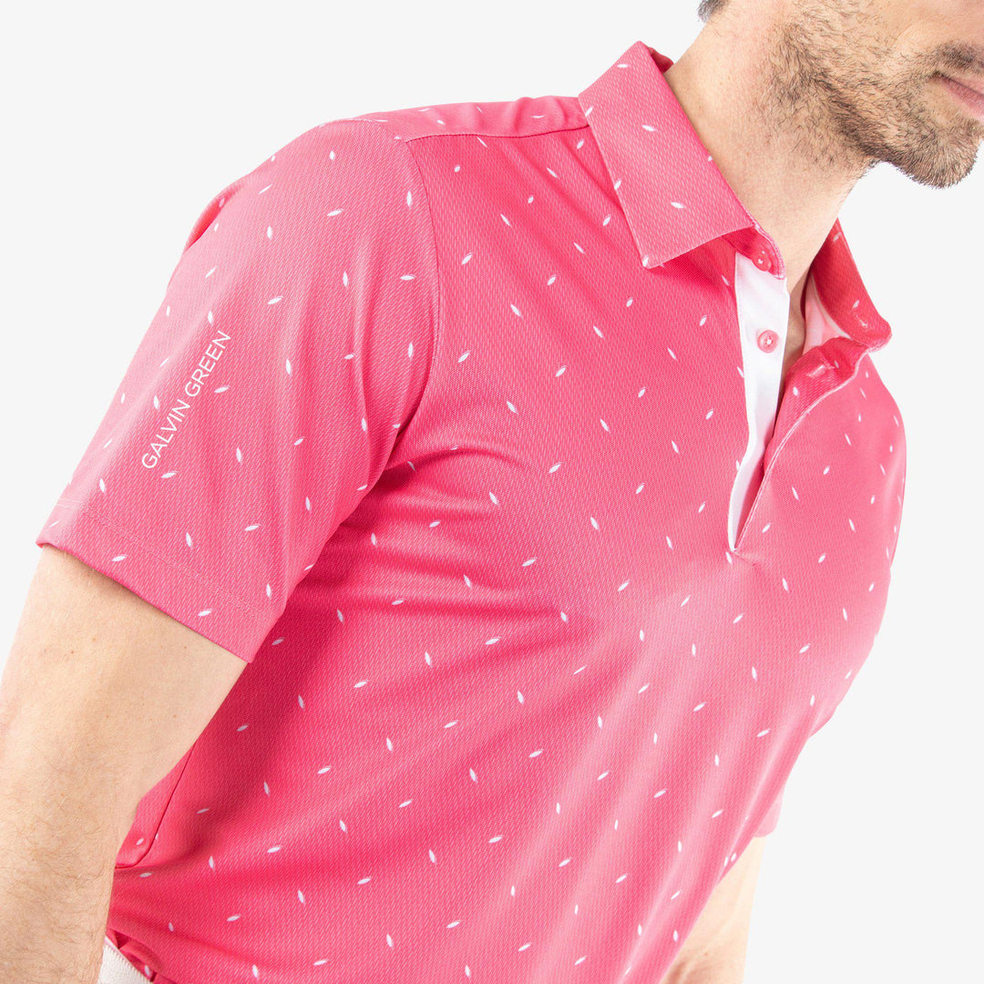 Miklos is a Breathable short sleeve golf shirt for Men in the color Camelia Rose(3)