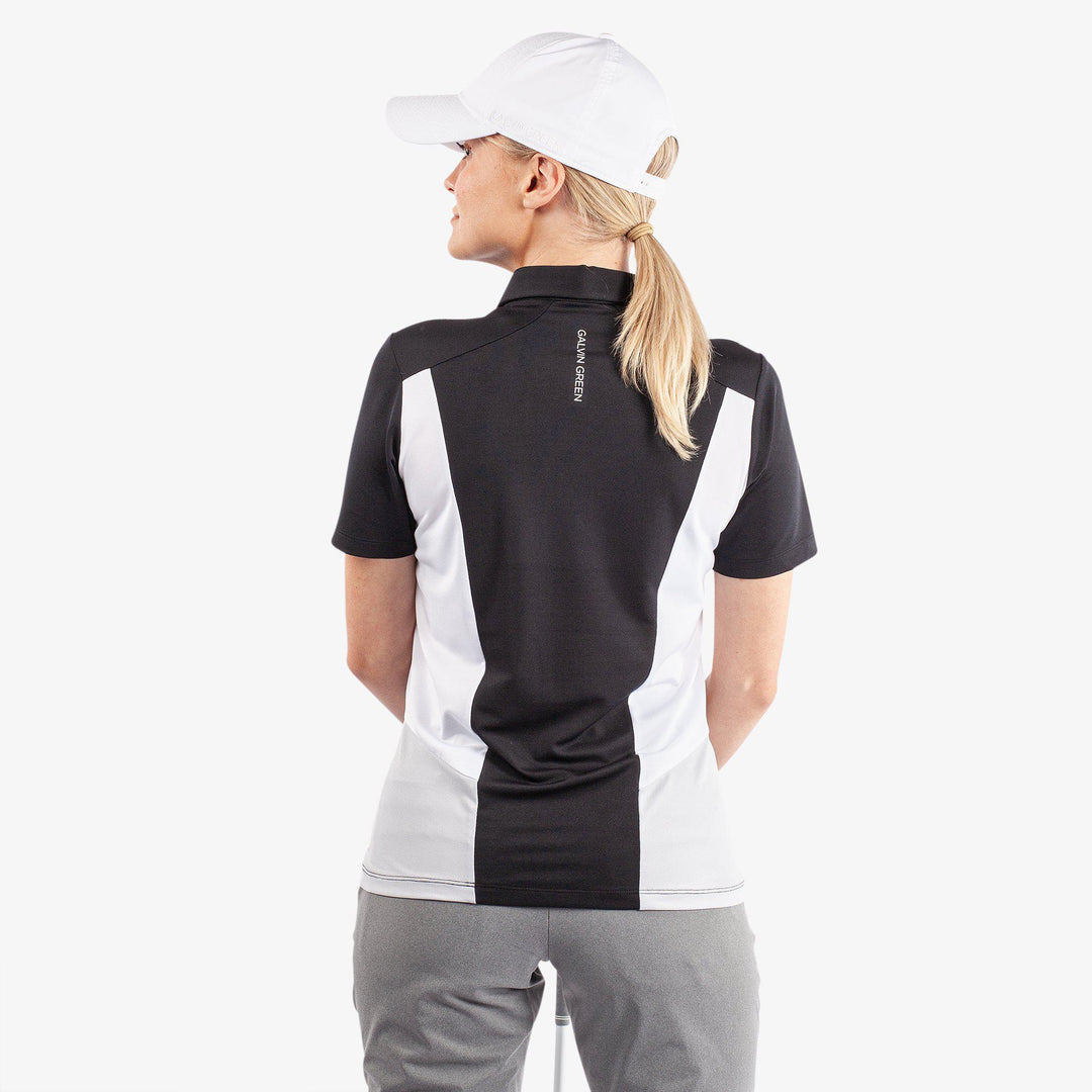 Melanie is a Breathable short sleeve golf shirt for Women in the color Black/White/Cool Grey(5)