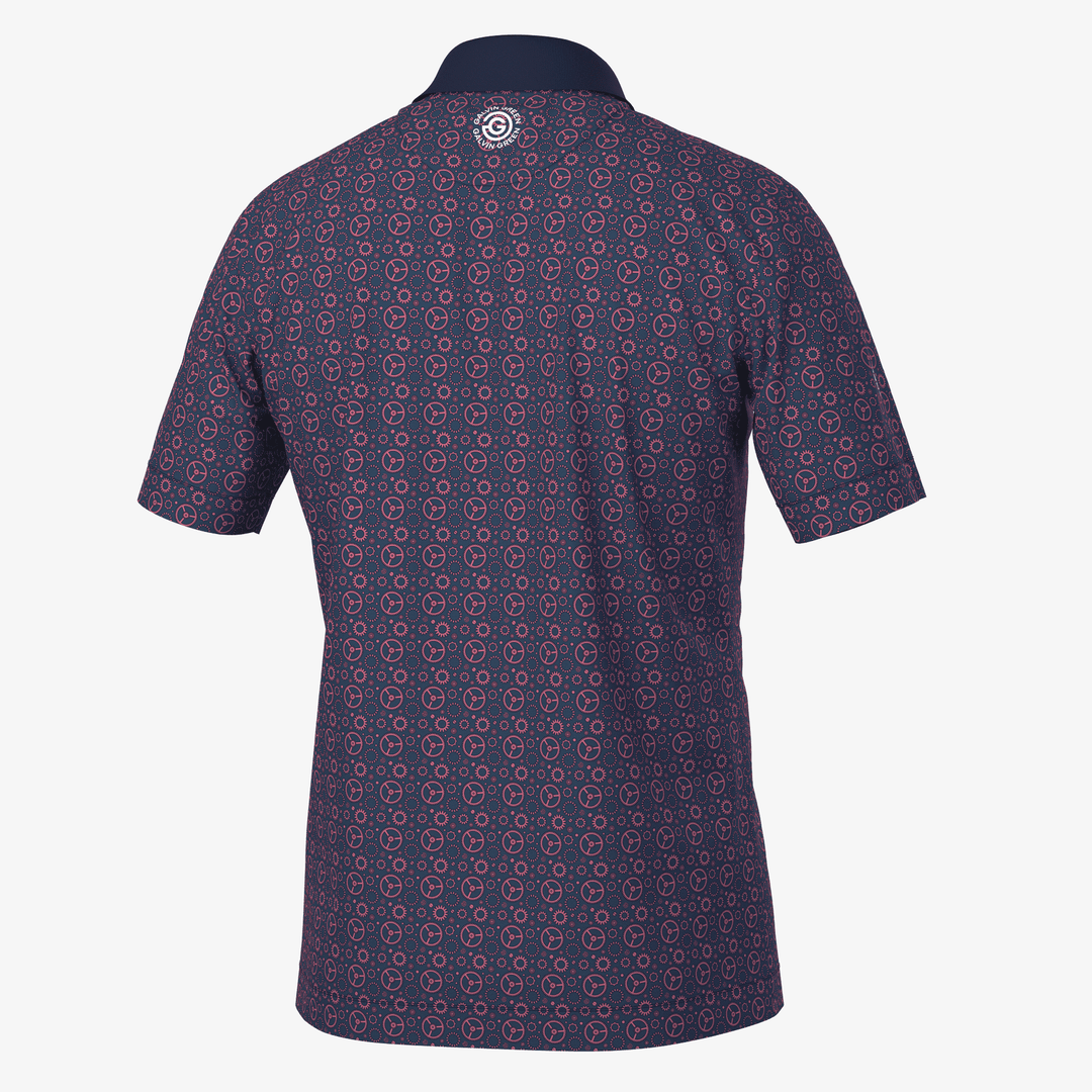 Miracle is a Breathable short sleeve golf shirt for Men in the color Camelia Rose/Navy(7)