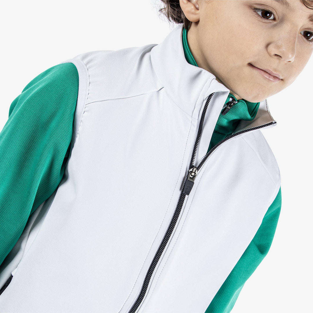 Rio is a Windproof and water repellent golf vest for Juniors in the color White(3)