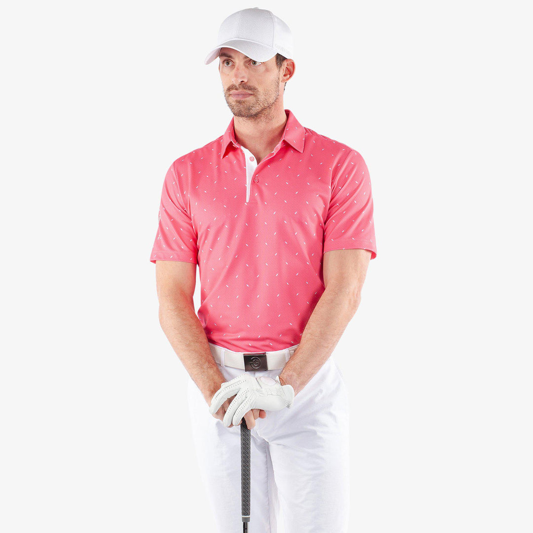 Miklos is a Breathable short sleeve golf shirt for Men in the color Camelia Rose(1)