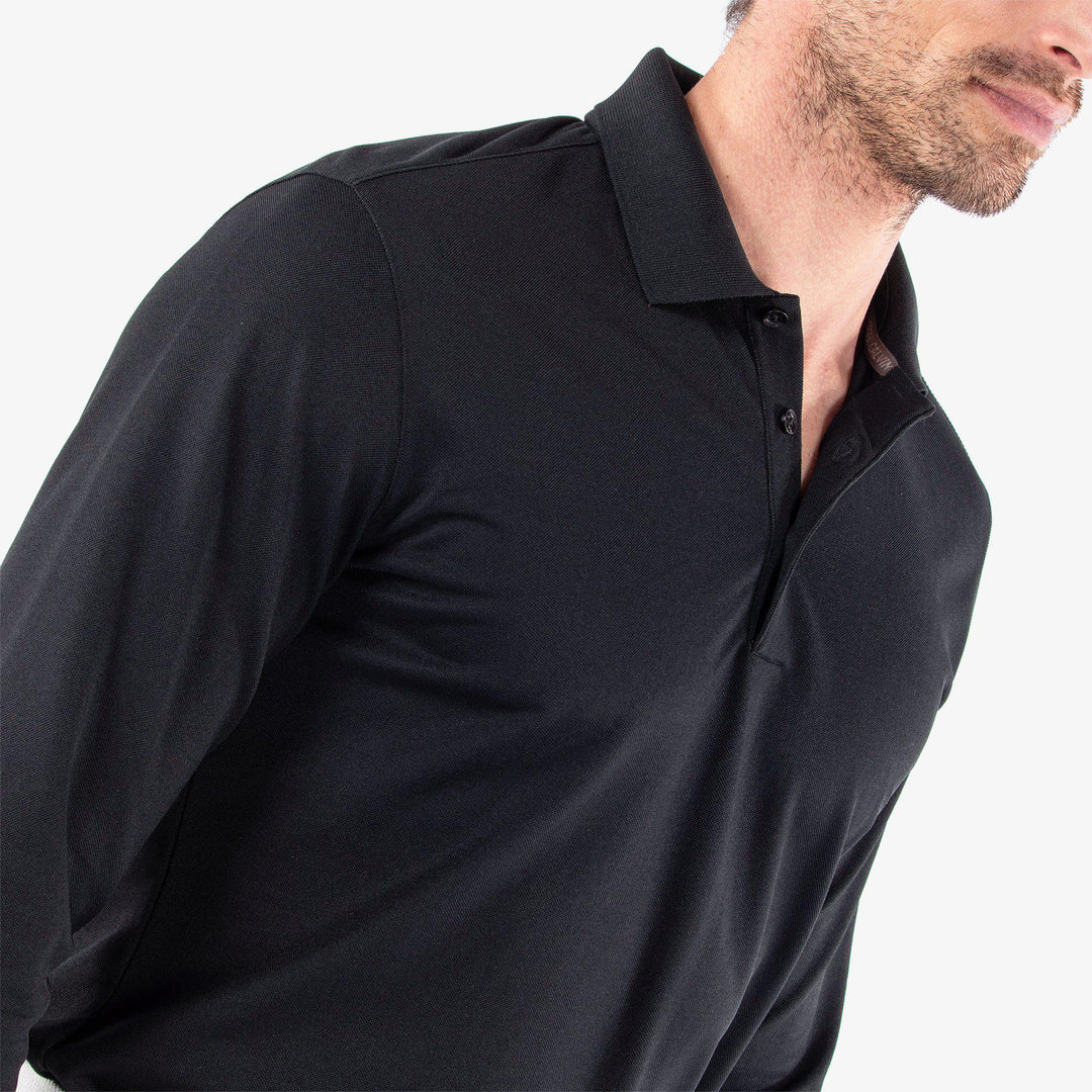 Michael is a Breathable long sleeve golf shirt for Men in the color Black(3)