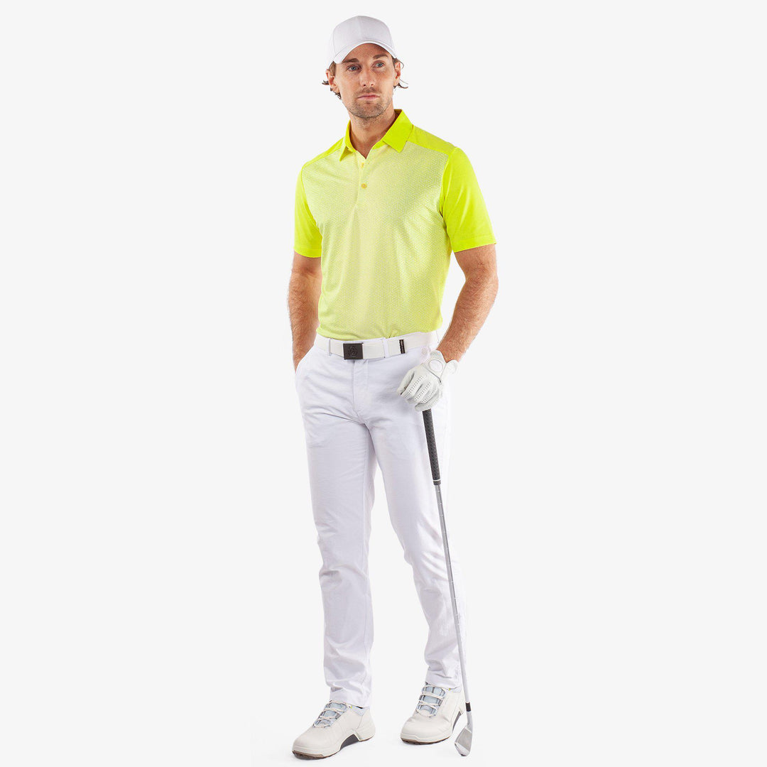 Mile is a Breathable short sleeve golf shirt for Men in the color Sunny Lime/White(2)