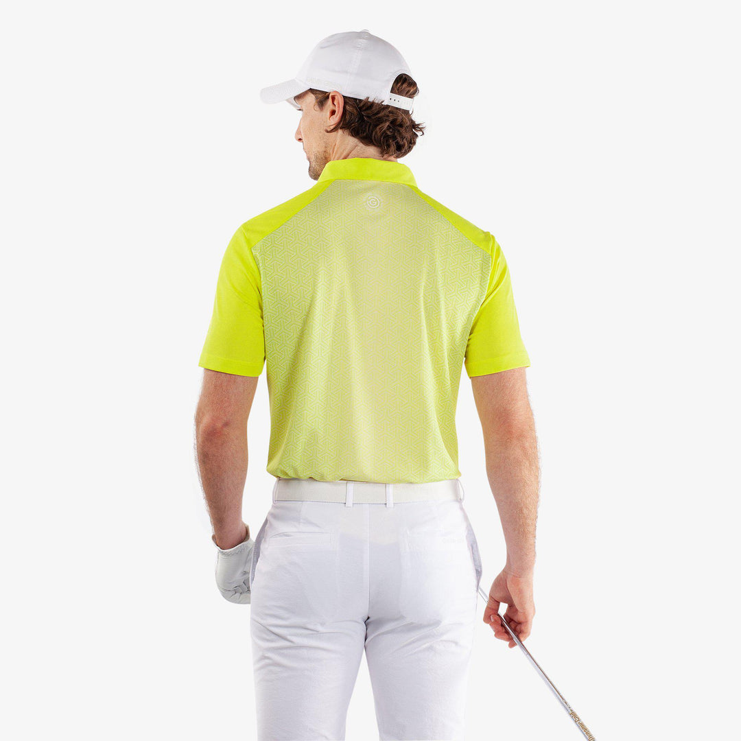 Mile is a Breathable short sleeve golf shirt for Men in the color Sunny Lime/White(4)