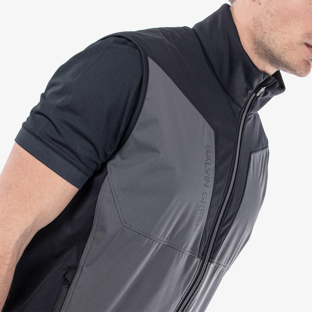 Lathan is a Windproof and water repellent golf vest for Men in the color Forged Iron/Black (3)