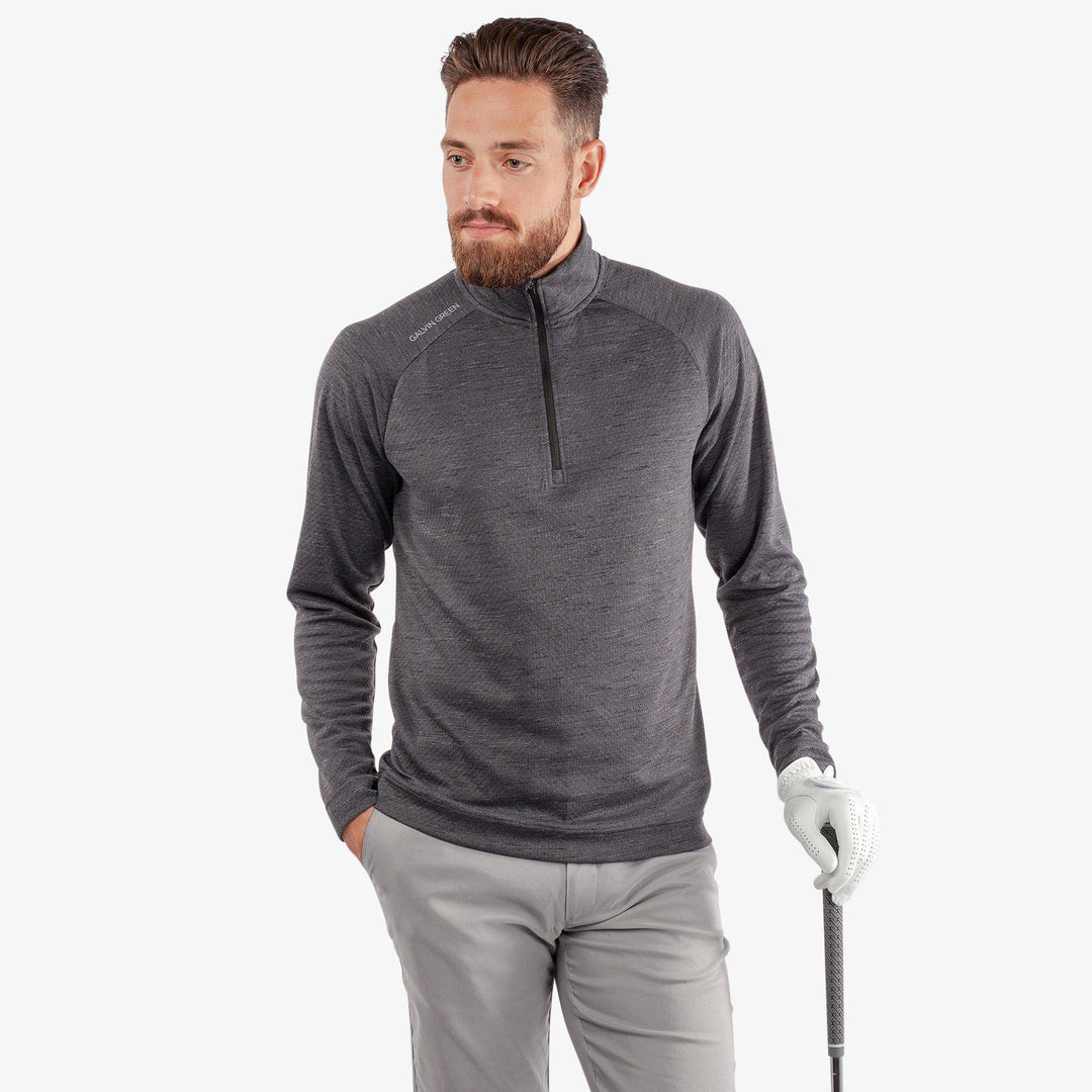 Dion is a Insulating golf mid layer for Men in the color Black Melange(1)