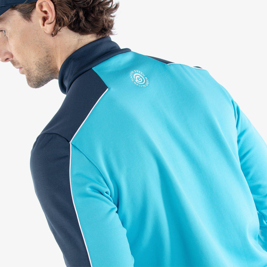Dave is a Insulating golf mid layer for Men in the color Aqua/Navy(6)