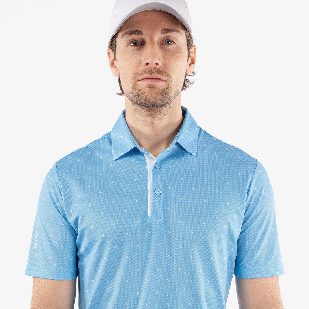 Miklos is a Breathable short sleeve golf shirt for Men in the color Alaskan Blue(3)