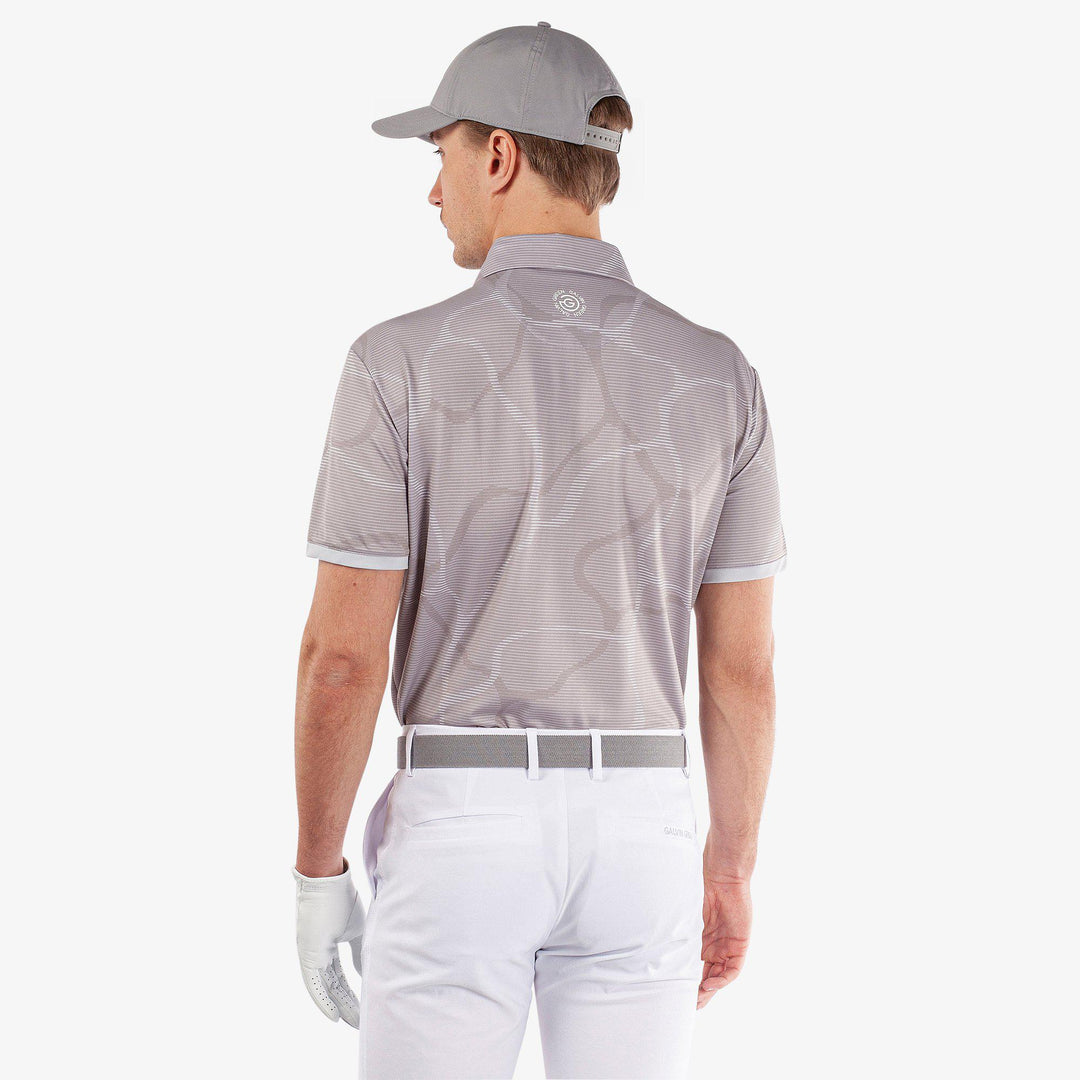 Markos is a Breathable short sleeve golf shirt for Men in the color Cool Grey/White(5)
