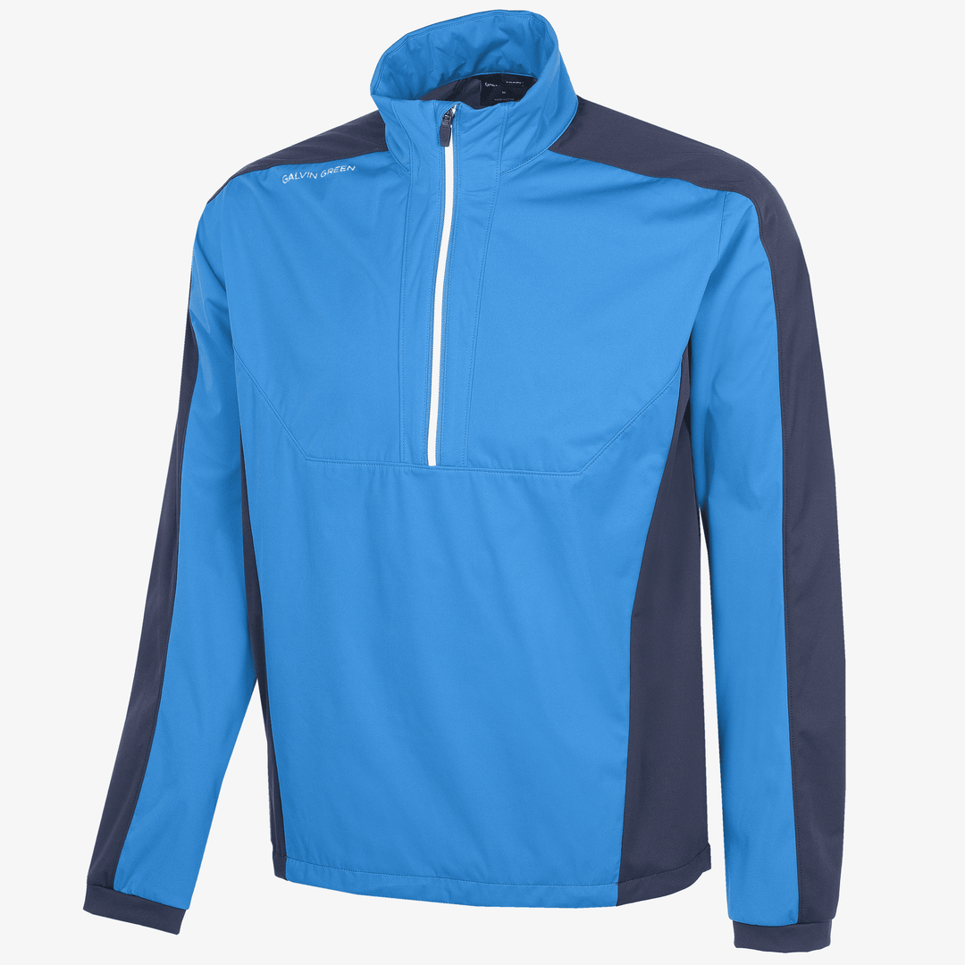 Lawrence is a Windproof and water repellent golf jacket for Men in the color Blue/Navy/White(0)