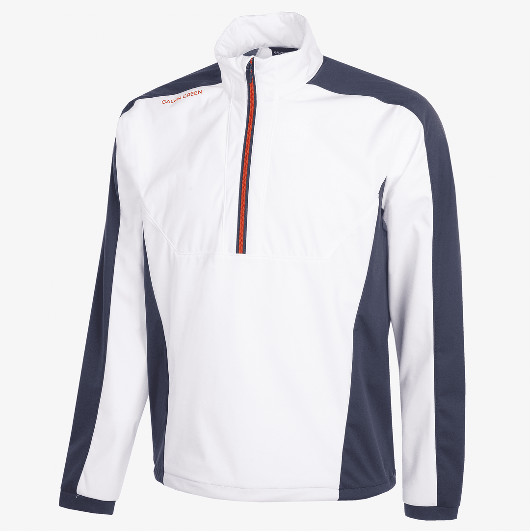 Lawrence is a Windproof and water repellent jacket for  in the color White/Navy/Orange(0)