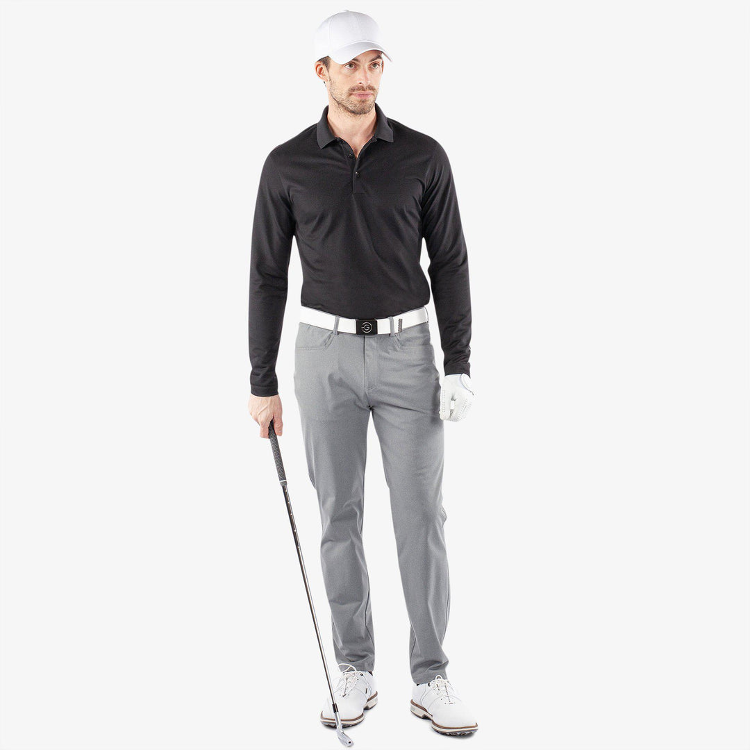Michael is a Breathable long sleeve golf shirt for Men in the color Black(2)