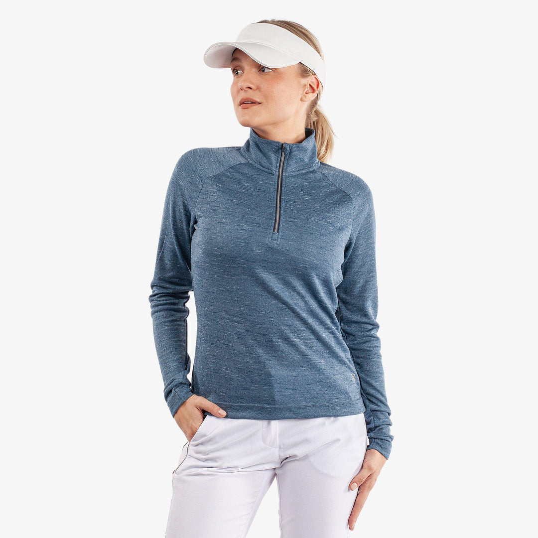 Diora is a Insulating golf mid layer for Women in the color Blue Melange (1)