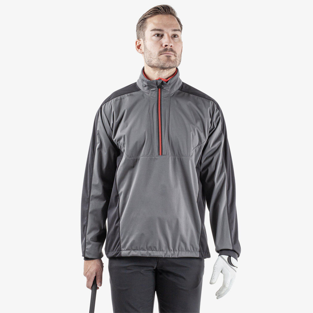 Lawrence is a Windproof and water repellent golf jacket for Men in the color Forged Iron/Black/Red(1)