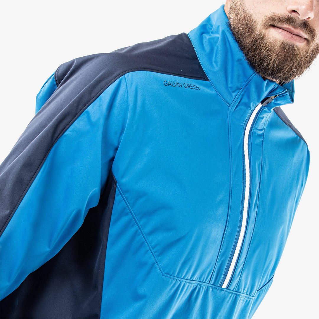 Lawrence is a Windproof and water repellent golf jacket for Men in the color Blue/Navy/White(4)