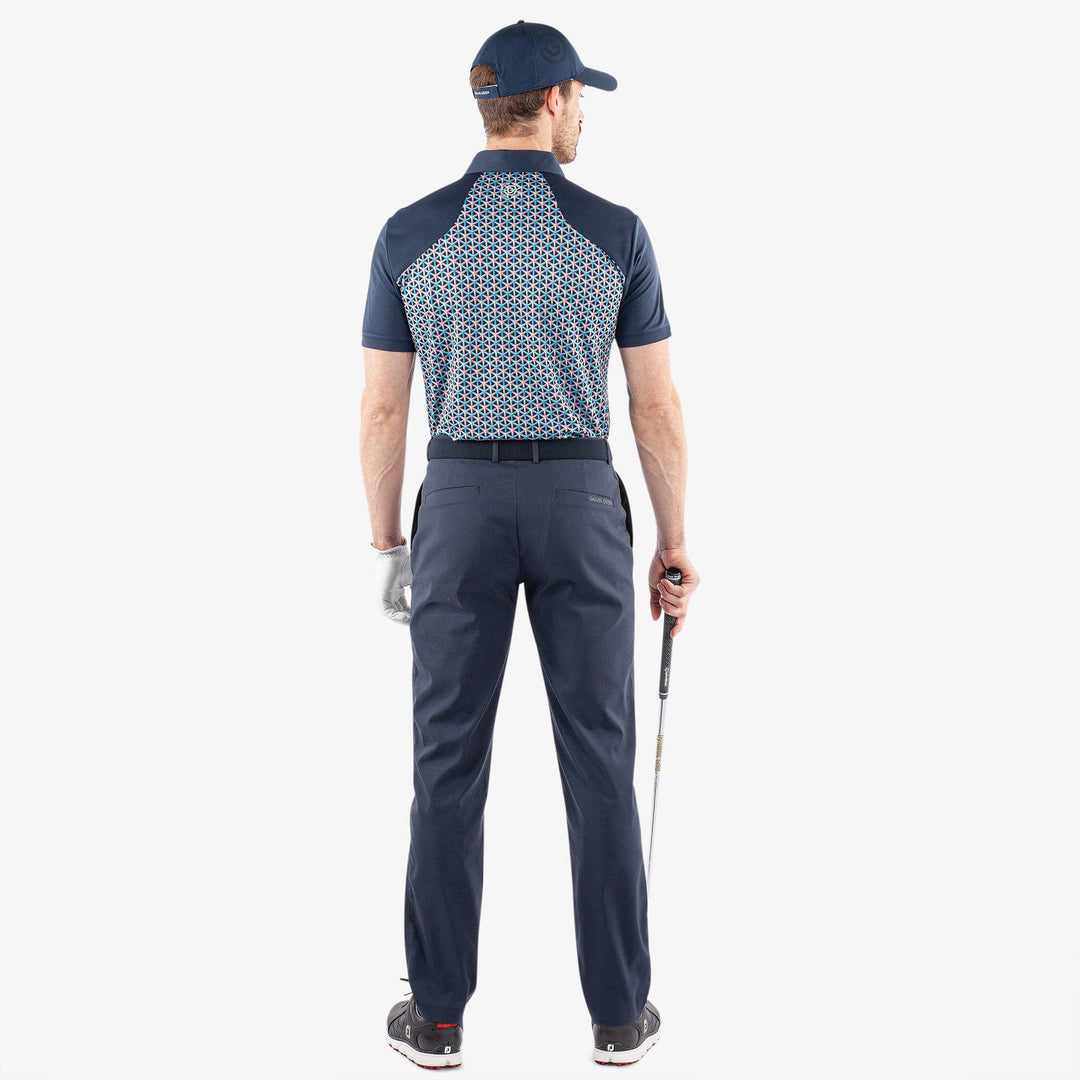 Mio is a Breathable short sleeve golf shirt for Men in the color Aqua/Navy(6)