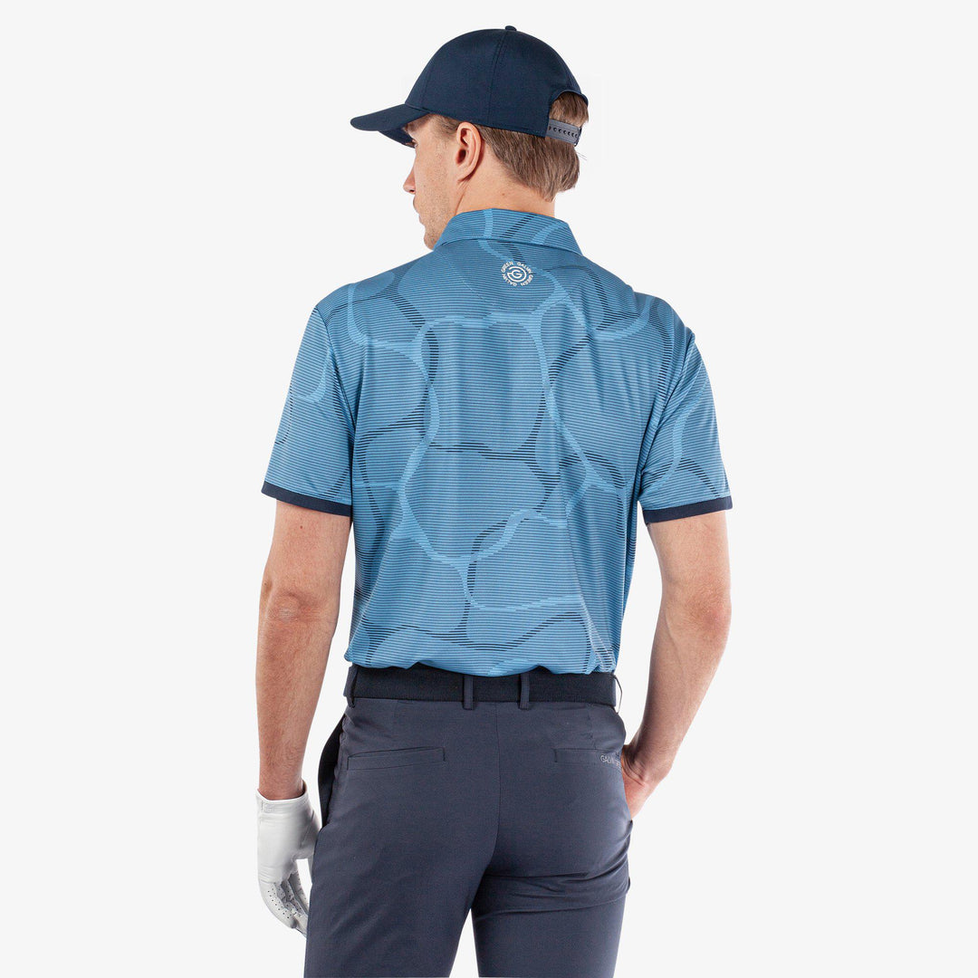 Markos is a Breathable short sleeve golf shirt for Men in the color Ensign Blue/Navy(5)