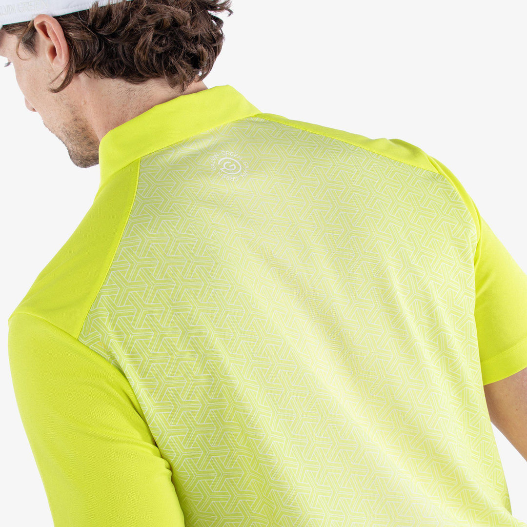 Mile is a Breathable short sleeve golf shirt for Men in the color Sunny Lime/White(5)