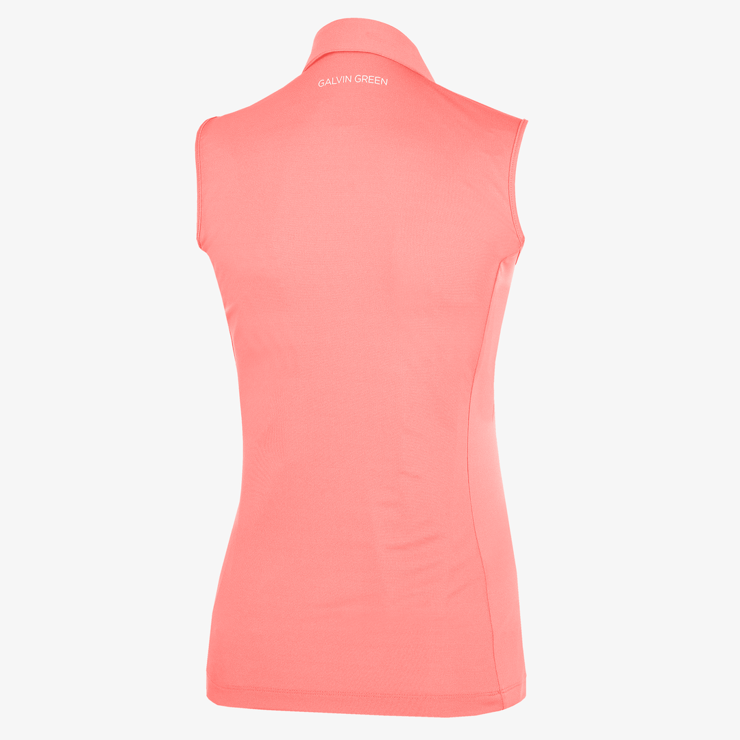 Meg is a Breathable short sleeve golf shirt for Women in the color Coral/White (7)