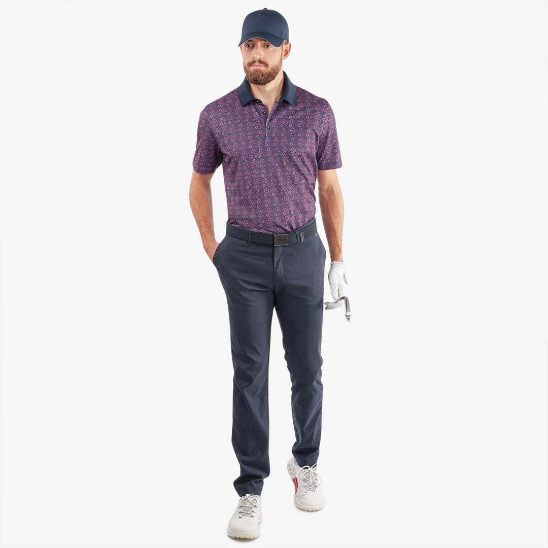 Miracle is a Breathable short sleeve golf shirt for Men in the color Camelia Rose/Navy(2)