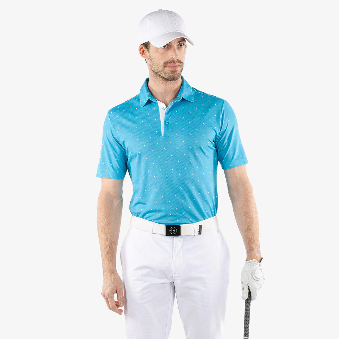 Miklos is a Breathable short sleeve golf shirt for Men in the color Aqua(1)