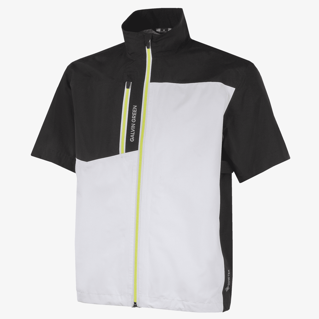 Axl is a Waterproof short sleeve jacket for Men in the color Black/White/Sunny Lime(0)