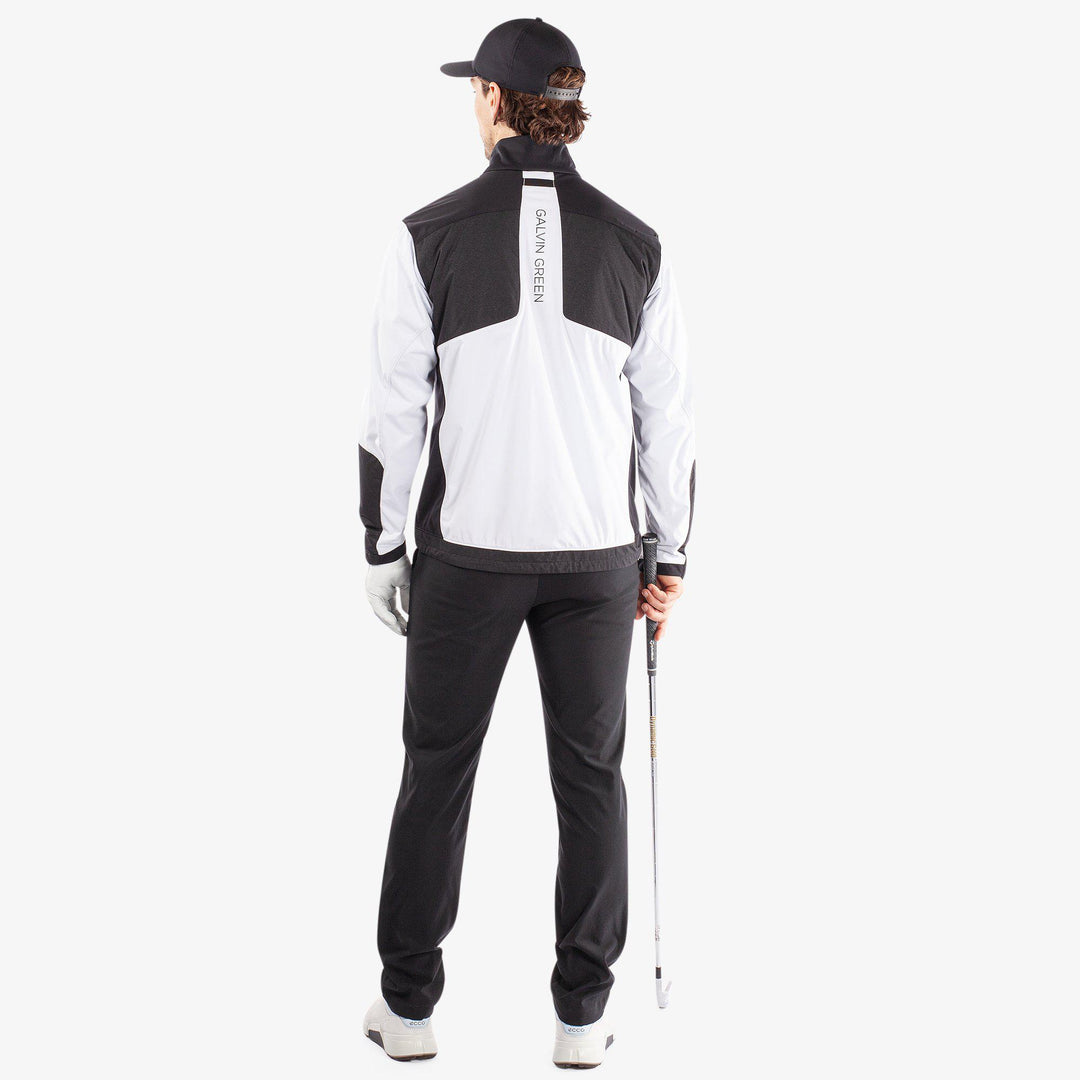 Layton is a Windproof and water repellent golf jacket for Men in the color White/Black(7)